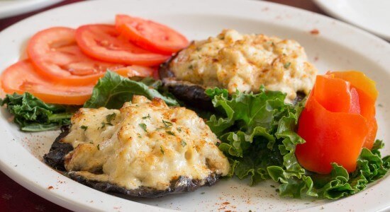 Adams Grille and Taphouse Crab stuffed Portobello Adam’s Crab and Cheese Stuffed Portobello